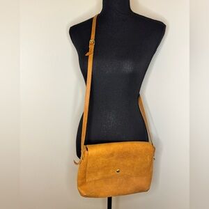 Pre-Loved clad & cloth Suede Tan Crossbody Bag